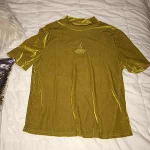 mustard velvet mock turtleneck